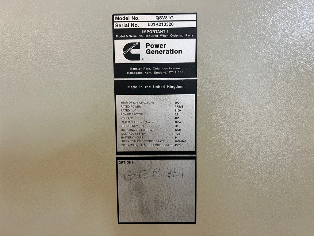 Cummins QSV81G Generator Set 1100kW 480V (21)