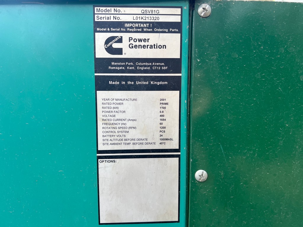 Cummins QSV81G Generator Set 1100kW 480V (9)