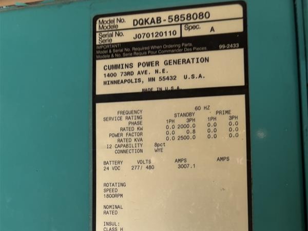 Used Cummins DQKAB Generator Set - Tier 2